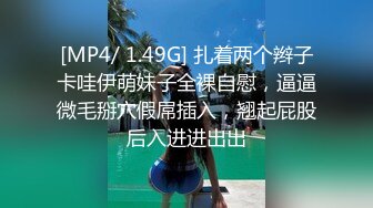 [MP4/ 1.49G] 扎着两个辫子卡哇伊萌妹子全裸自慰，逼逼微毛掰穴假屌插入，翘起屁股后入进进出出