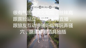 很有气质的美女姐姐，丝袜高跟露脸站立一字马大秀直播，跟狼友互动撩骚听指挥玩弄骚穴，跳蛋摩擦道具抽插