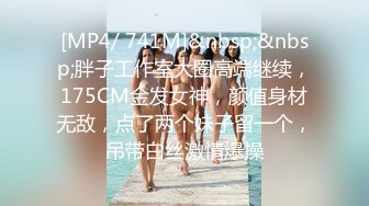 [MP4/ 741M]&nbsp;&nbsp;胖子工作室大圈高端继续，175CM金发女神，颜值身材无敌，点了两个妹子留一个，吊带白丝激情爆操